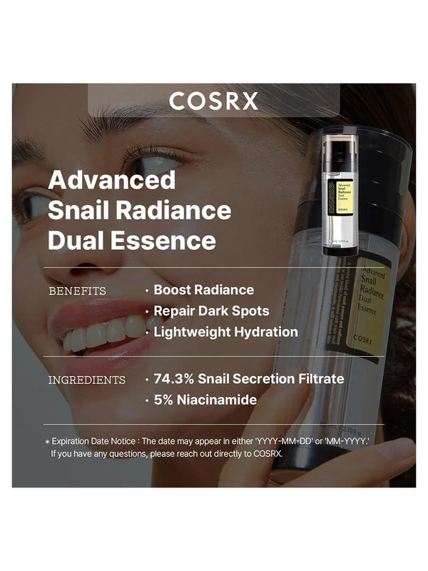 &A Clear ability Essence 80ml 2本セット COSRX] Advanced Snail Radiance Dual Essence (80Ml/2.70fl.oz) - JS