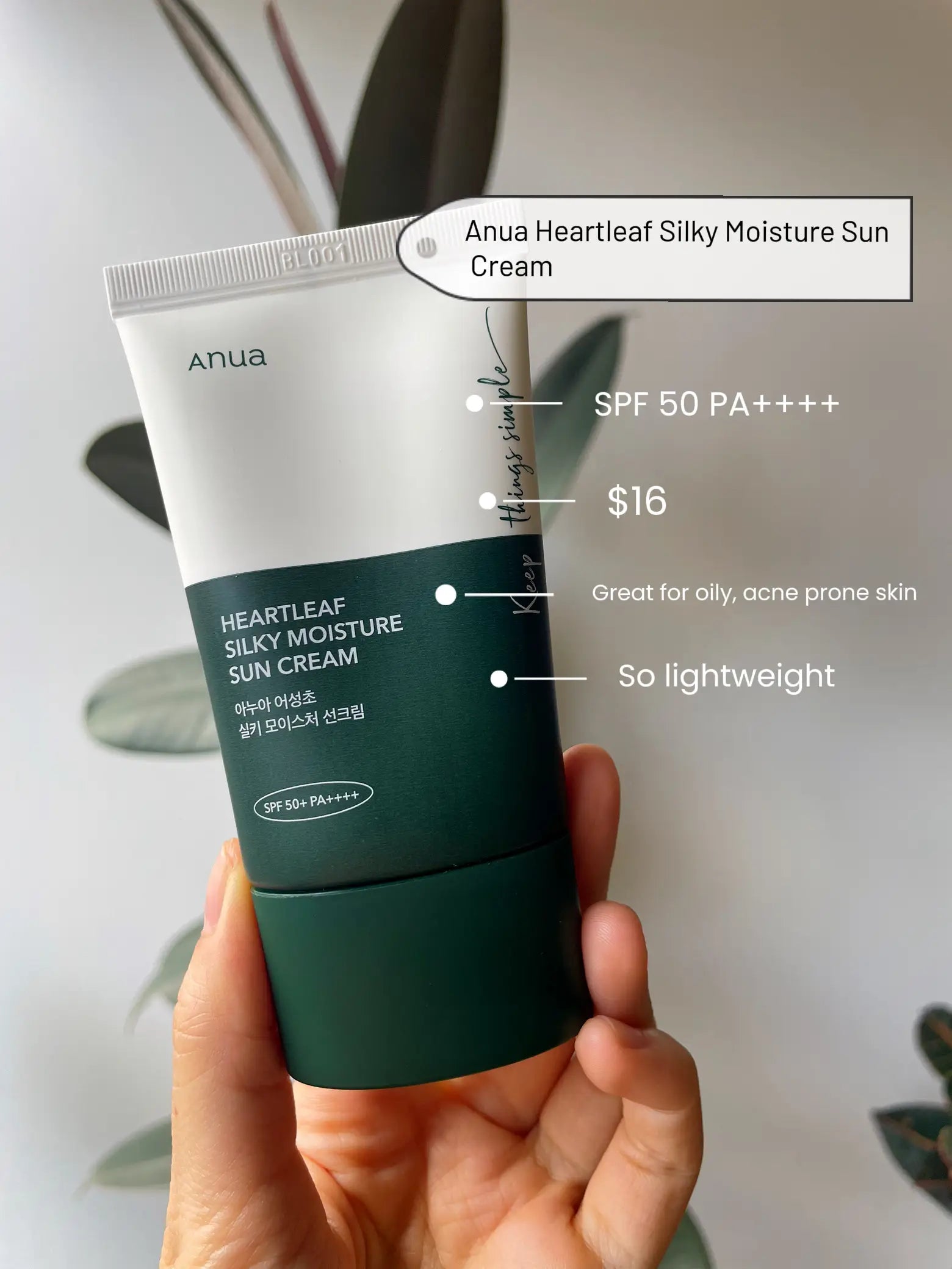 Anua Heartleaf Silky Moisture Sun Cream 50Ml SPF 50+ PA++++